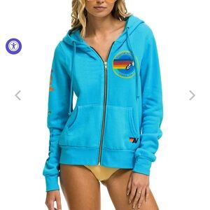 NWOT Aviator Nation zip up hoodie - more of a light blue color
